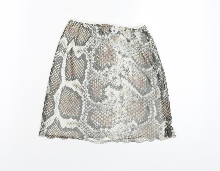 PRETTYLITTLETHING Womens Multicoloured Animal Print Polyester Mini Skirt Size 8 - Snake Print