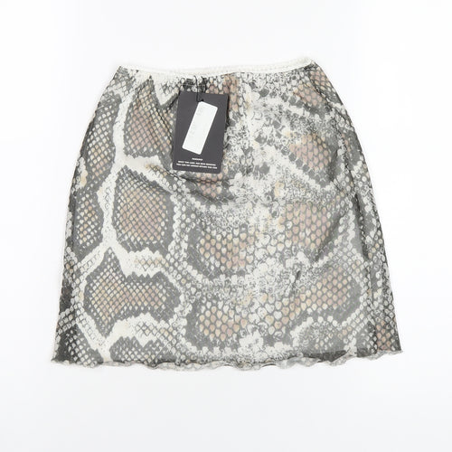 PRETTYLITTLETHING Womens Multicoloured Animal Print Polyester Mini Skirt Size 8 - Snake Print
