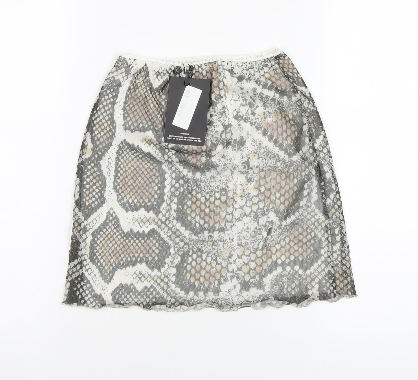 PRETTYLITTLETHING Womens Multicoloured Animal Print Polyester Mini Skirt Size 8 - Snake Print