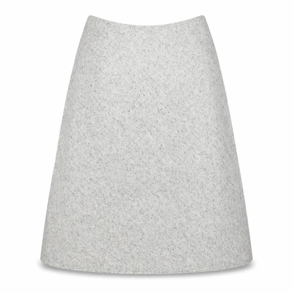 Front view of Alex & Co women’s grey wool a-line skirt, size UK 14