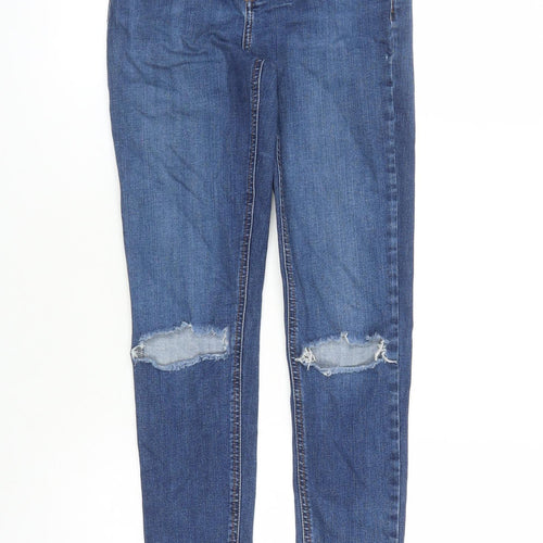 Topshop Womens Blue Cotton Skinny Jeans Size 26 in L27 in Regular Zip - Pockets
