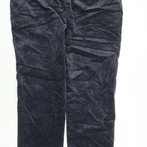 Marks and Spencer Mens Blue Cotton Trousers Size 40 in L33 in Regular Zip - Pockets