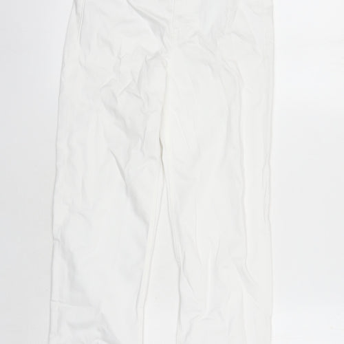 Marks and Spencer Womens White Polyester Straight Jeans Size 8 L25 in Regular Zip - Pockets