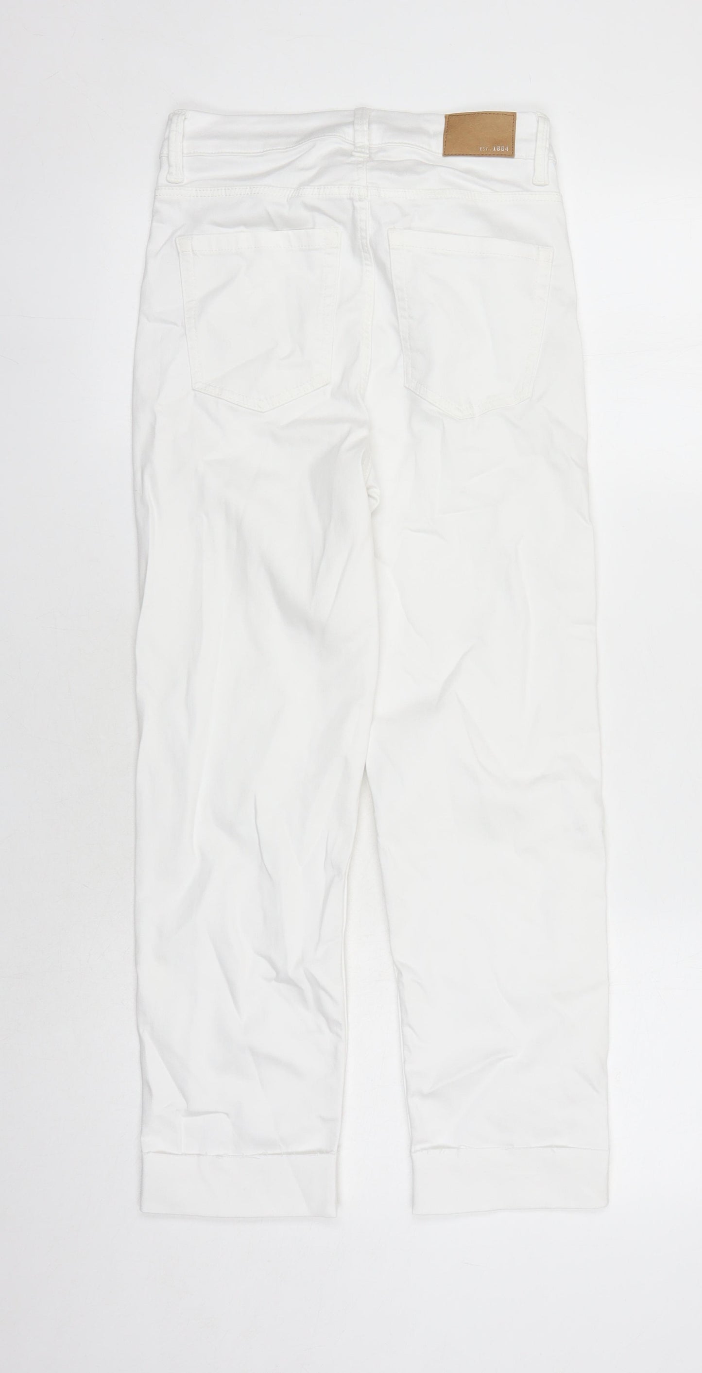 Marks and Spencer Womens White Polyester Straight Jeans Size 8 L25 in Regular Zip - Pockets