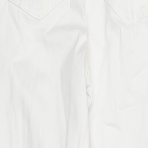 Marks and Spencer Womens White Polyester Straight Jeans Size 8 L25 in Regular Zip - Pockets