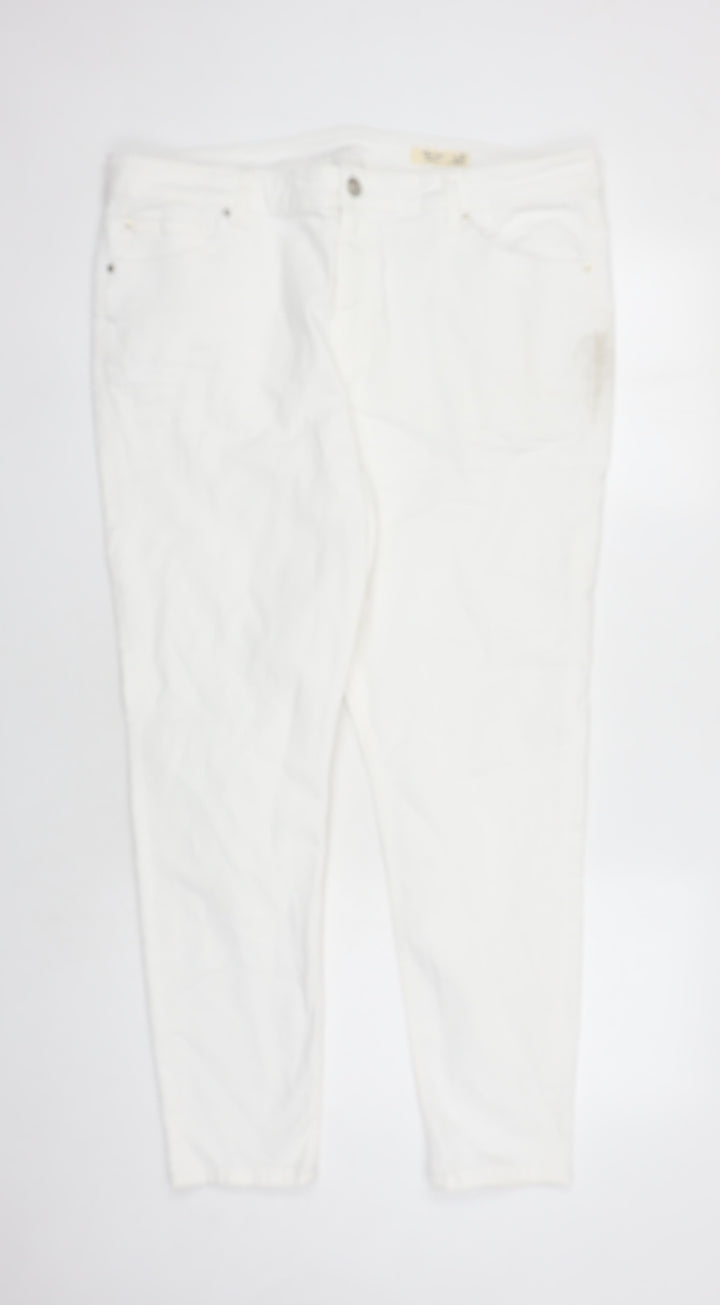 Marks and Spencer Womens White Polyester Skinny Jeans Size 20 L28 in Regular Zip - Pockets