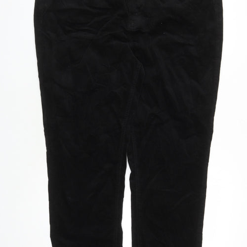 Marks and Spencer Womens Black Cotton Trousers Size 22 L29 in Regular Zip - Pockets