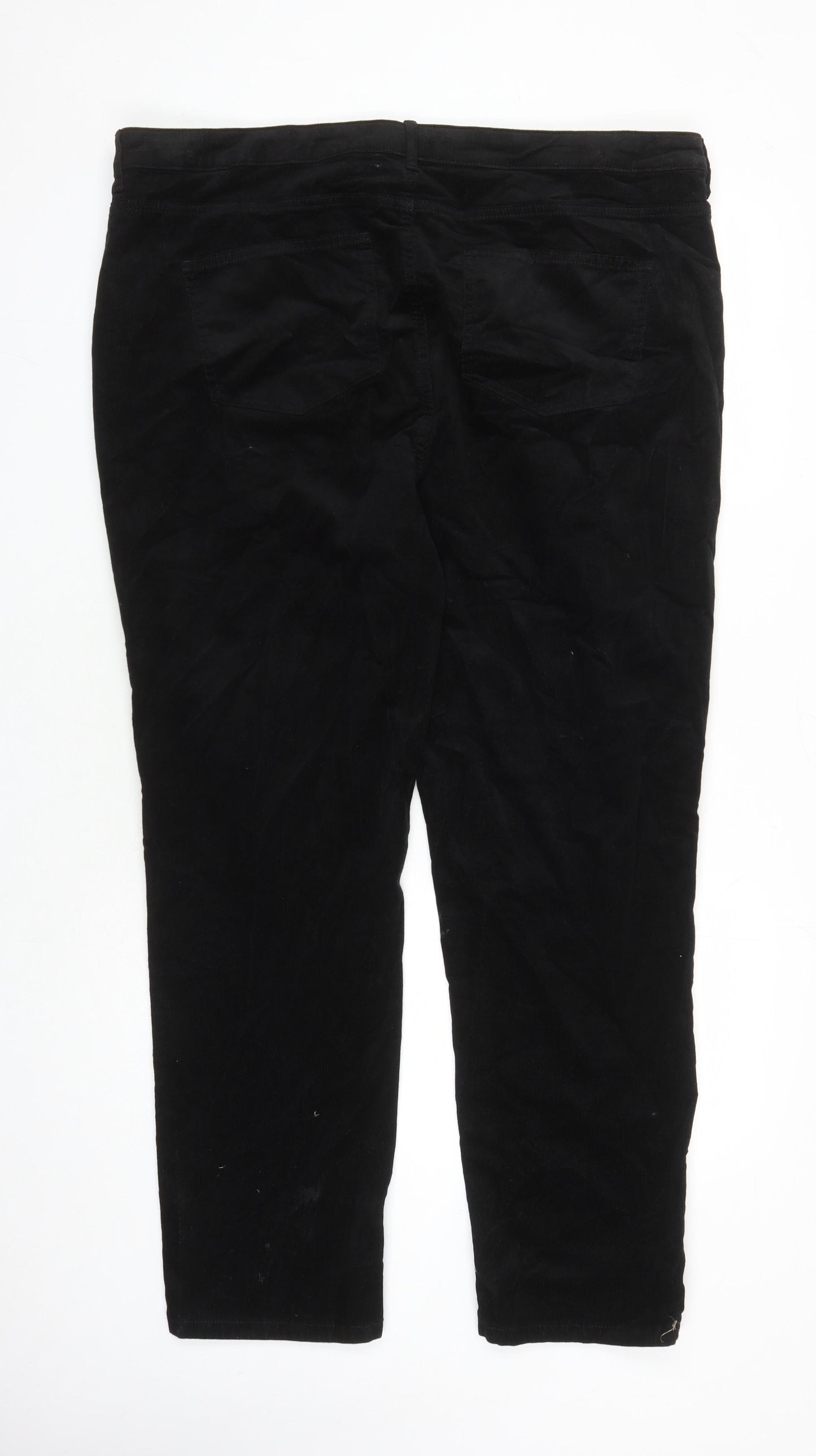 Marks and Spencer Womens Black Cotton Trousers Size 22 L29 in Regular Zip - Pockets