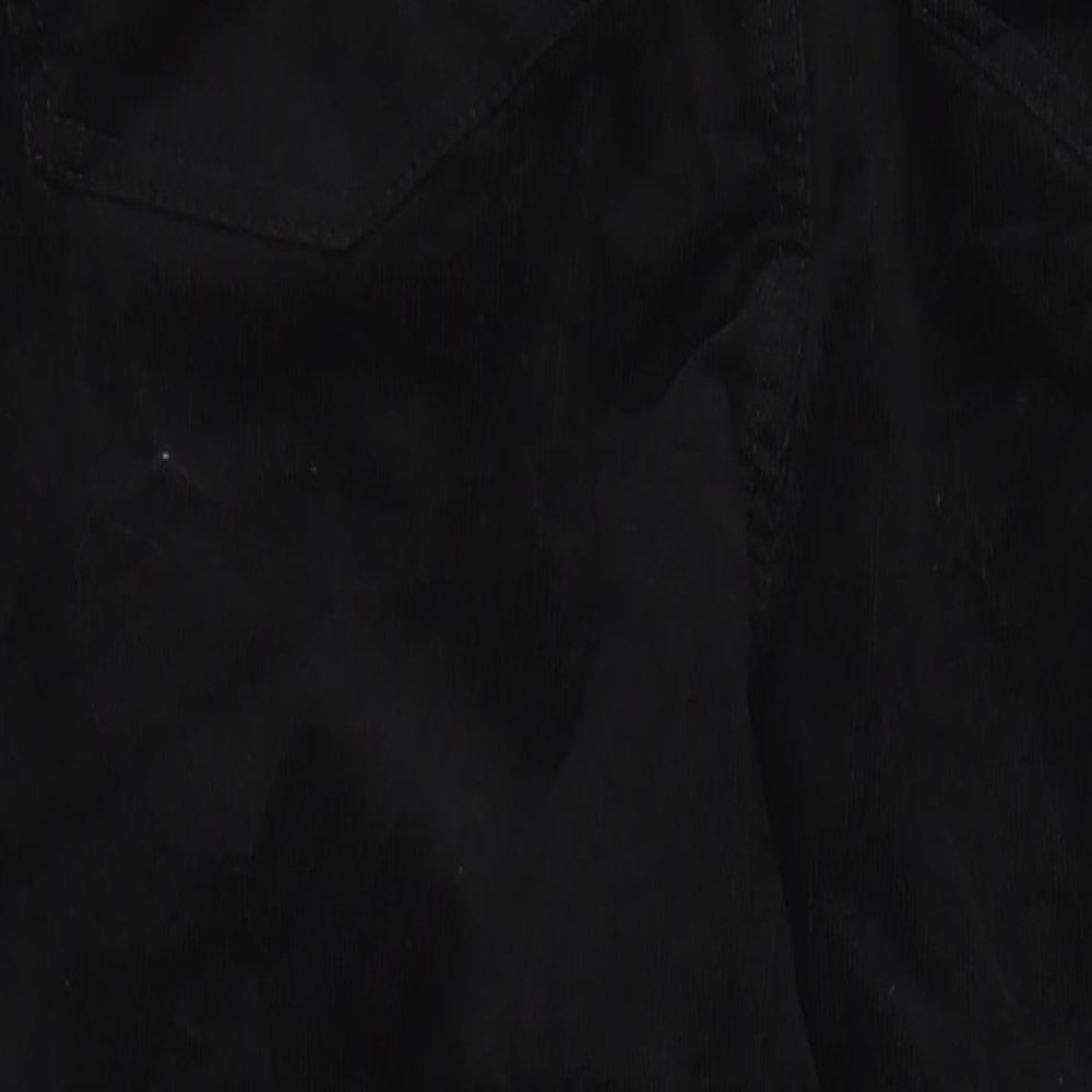 Marks and Spencer Womens Black Cotton Trousers Size 22 L29 in Regular Zip - Pockets
