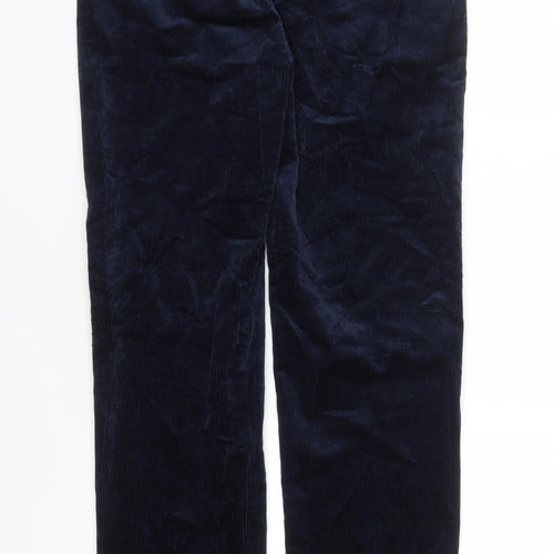 Marks and Spencer Mens Blue Cotton Trousers Size 30 in L33 in Regular Zip - Pockets