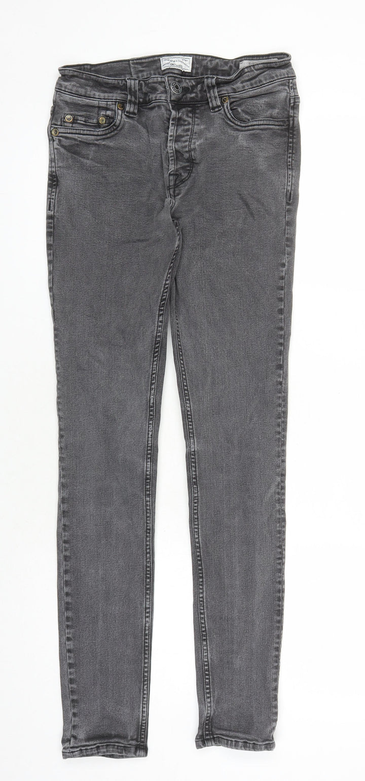ONLY & SONS Womens Grey Cotton Skinny Jeans Size 28 in L30 in Slim Button - Pockets