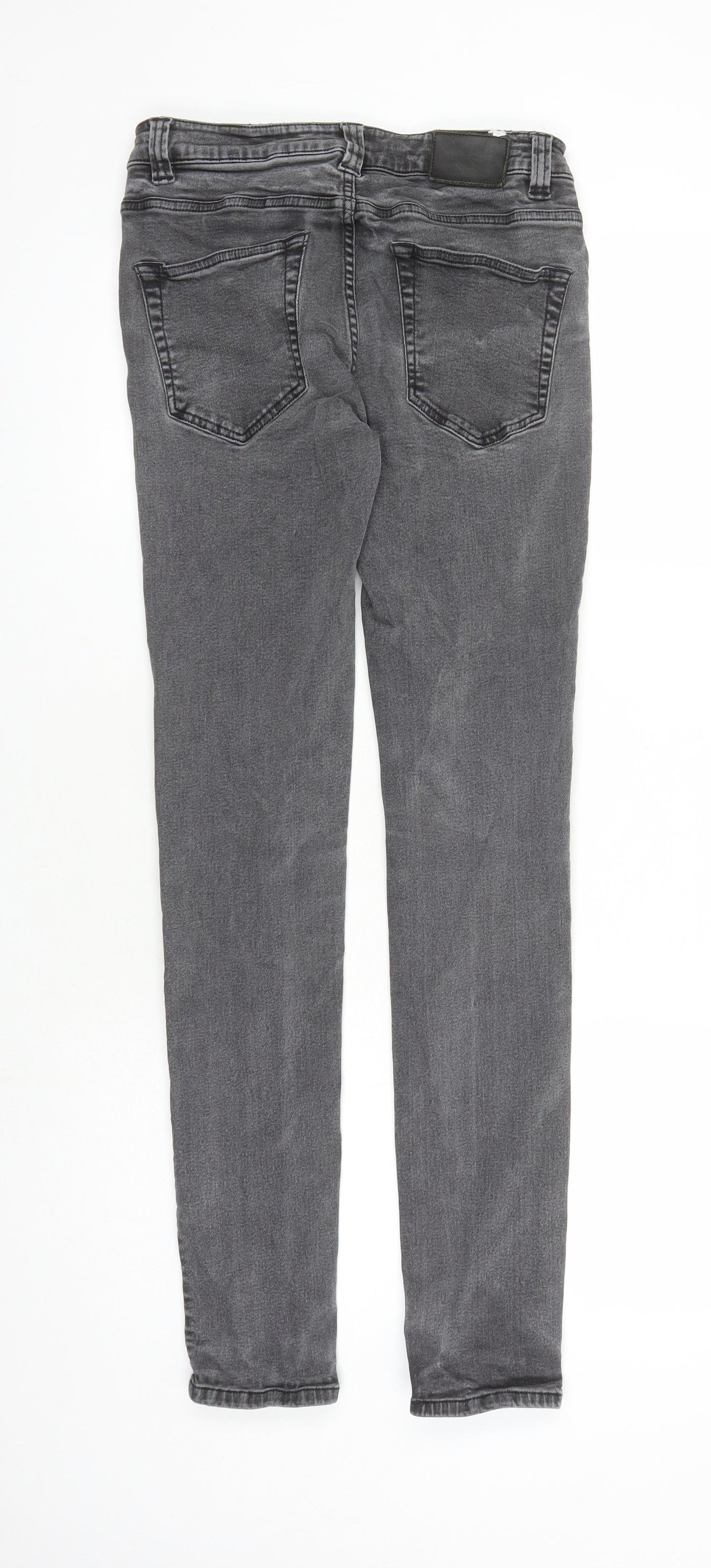 ONLY & SONS Womens Grey Cotton Skinny Jeans Size 28 in L30 in Slim Button - Pockets