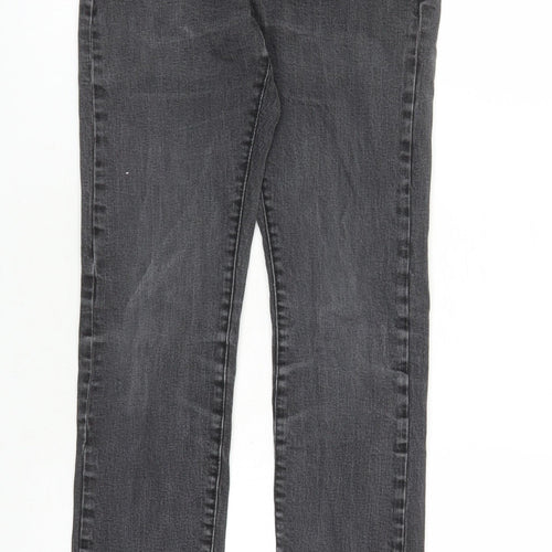 H&M Womens Grey Cotton Straight Jeans Size 28 in L29 in Regular Button - Pockets Low Rise