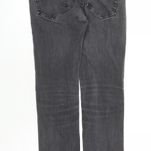 H&M Womens Grey Cotton Straight Jeans Size 28 in L29 in Regular Button - Pockets Low Rise