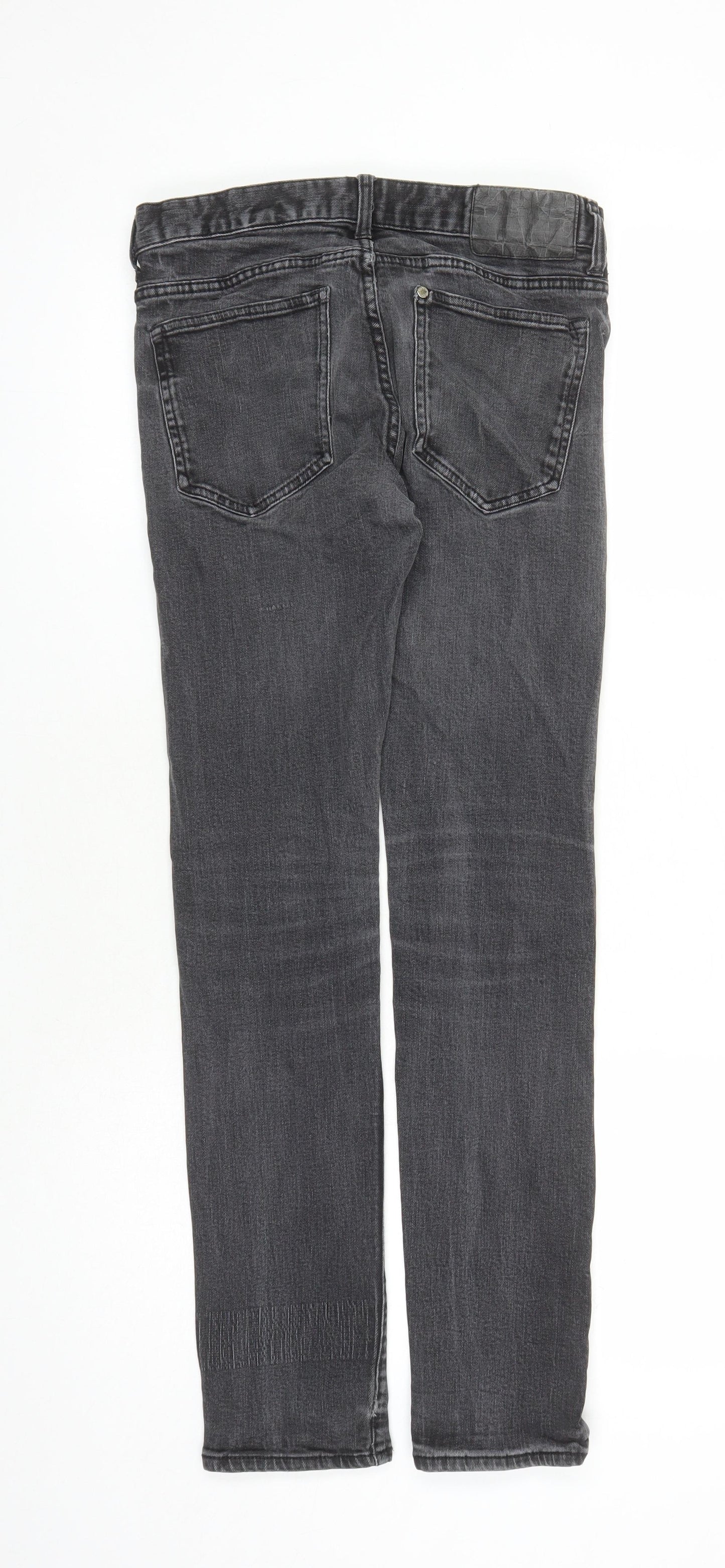 H&M Womens Grey Cotton Straight Jeans Size 28 in L29 in Regular Button - Pockets Low Rise