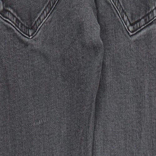 H&M Womens Grey Cotton Straight Jeans Size 28 in L29 in Regular Button - Pockets Low Rise