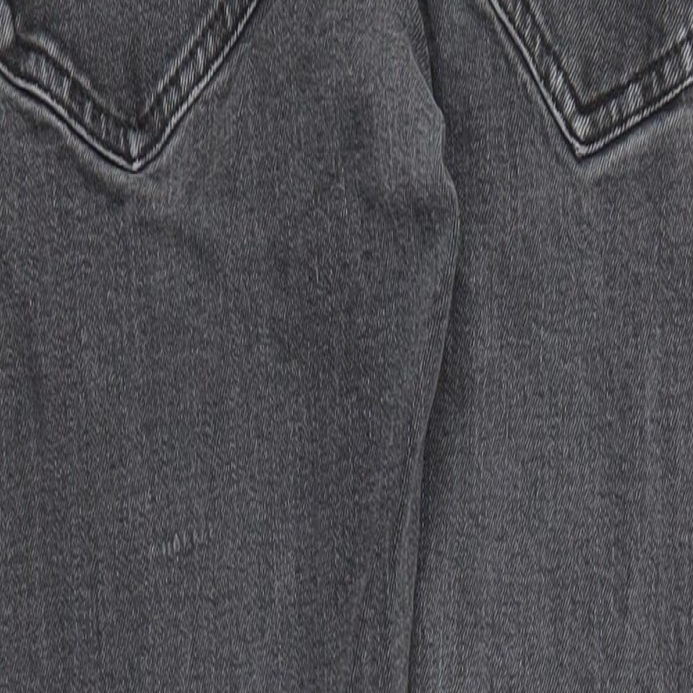H&M Womens Grey Cotton Straight Jeans Size 28 in L29 in Regular Button - Pockets Low Rise