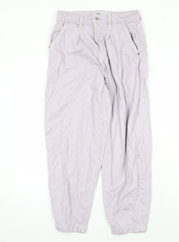 Zara Womens Purple Cotton Tapered Jeans Size 8 L24 in Regular Zip - Pockets