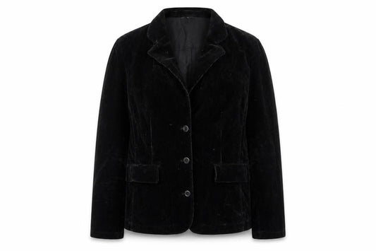 Front view of Nienhaus & Lotz women’s black jacket, size UK 14, button - pockets