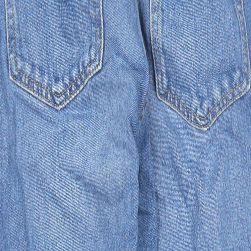 Marks and Spencer Girls Blue Cotton Straight Jeans Size 10-11 Years L23 in Regular Zip - Elasticated Waist Pockets Mom Style