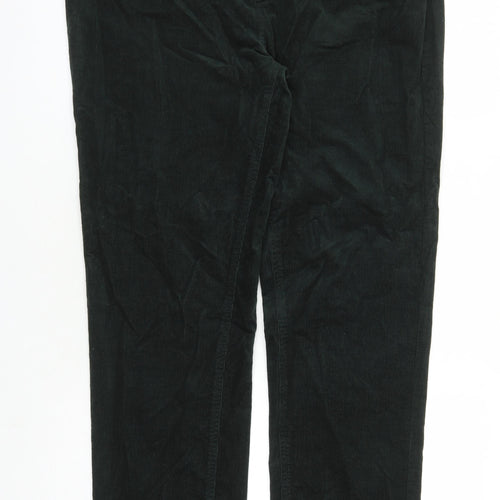 Marks and Spencer Womens Green Cotton Trousers Size 18 L29 in Regular Zip - Pockets