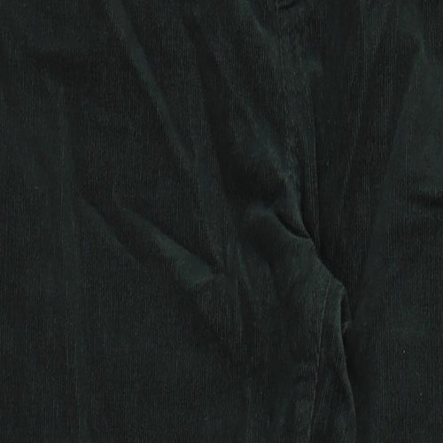 Marks and Spencer Womens Green Cotton Trousers Size 18 L29 in Regular Zip - Pockets