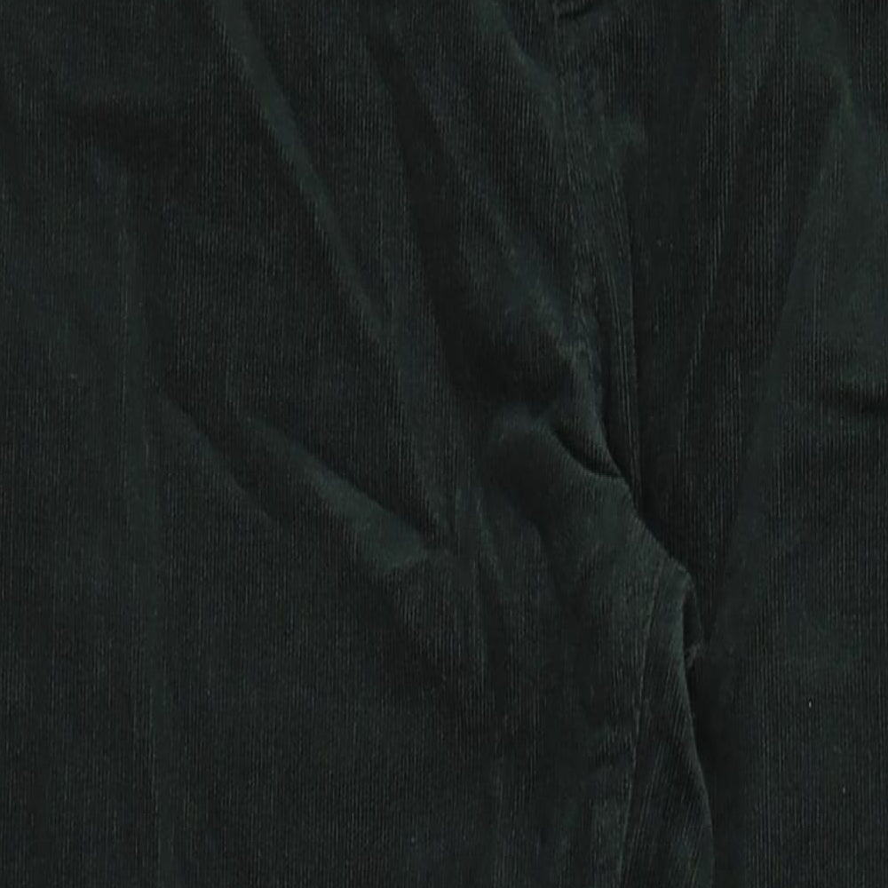 Marks and Spencer Womens Green Cotton Trousers Size 18 L29 in Regular Zip - Pockets