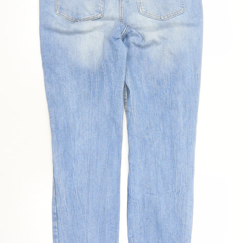 NEXT Womens Blue Cotton Straight Jeans Size 30 in L29 in Slim Zip - Raw Hems Pockets Next Size 13