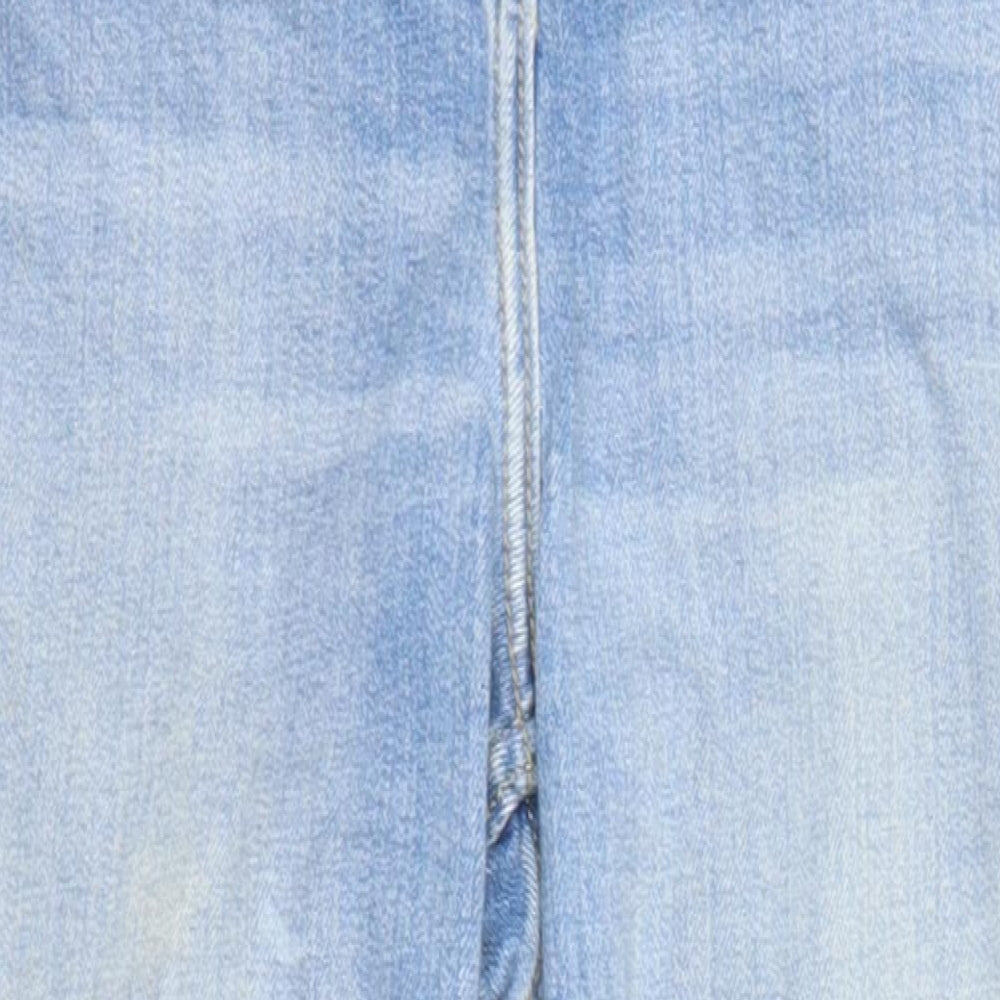 NEXT Womens Blue Cotton Straight Jeans Size 30 in L29 in Slim Zip - Raw Hems Pockets Next Size 13
