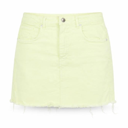 TRF Womens Yellow Cotton Mini Skirt Size 26 in Zip - Pockets Raw Hems
