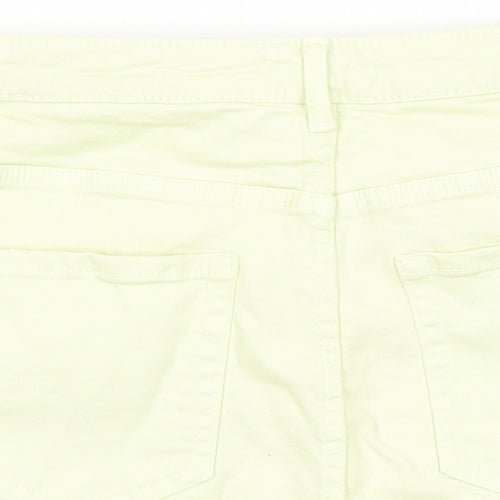 TRF Womens Yellow Cotton Mini Skirt Size 26 in Zip - Pockets Raw Hems