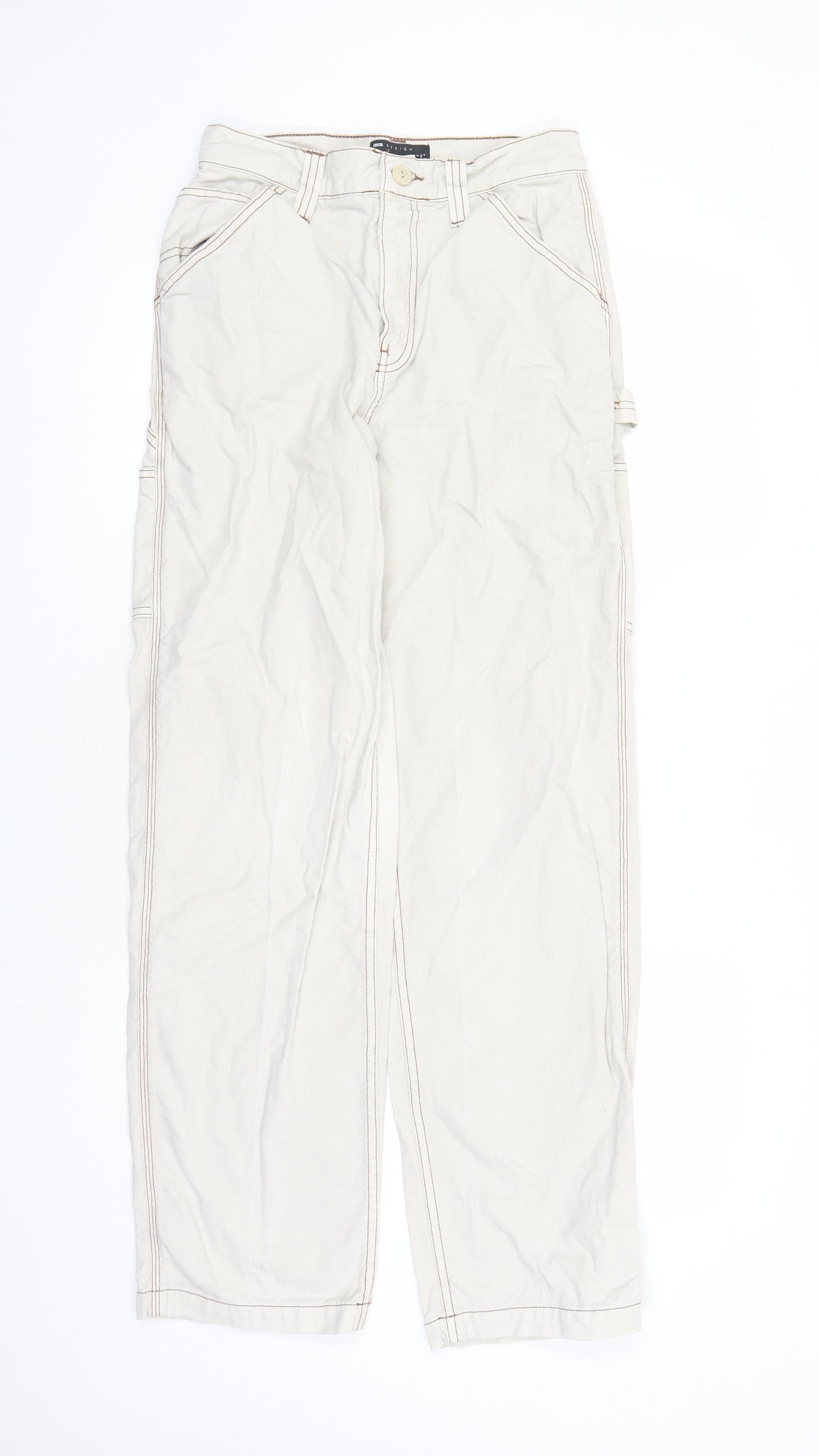 ASOS Womens Beige Cotton Straight Jeans Size 8 L31 in Regular Zip - Pockets
