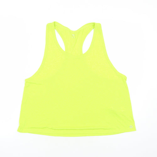 GOODMOVE Womens Green Geometric Polyester Basic Tank Size 16 Round Neck Pullover