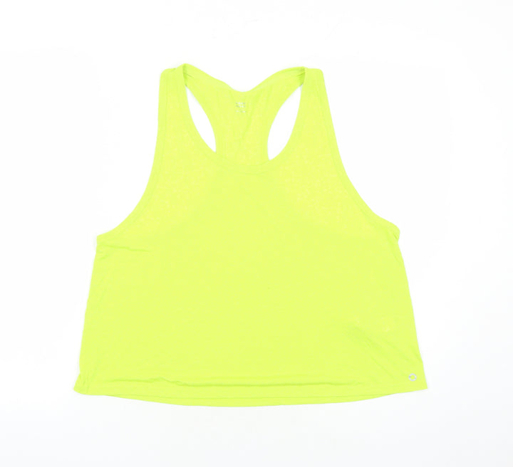 GOODMOVE Womens Green Geometric Polyester Basic Tank Size 16 Round Neck Pullover