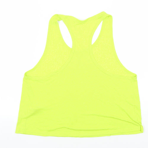 GOODMOVE Womens Green Geometric Polyester Basic Tank Size 16 Round Neck Pullover
