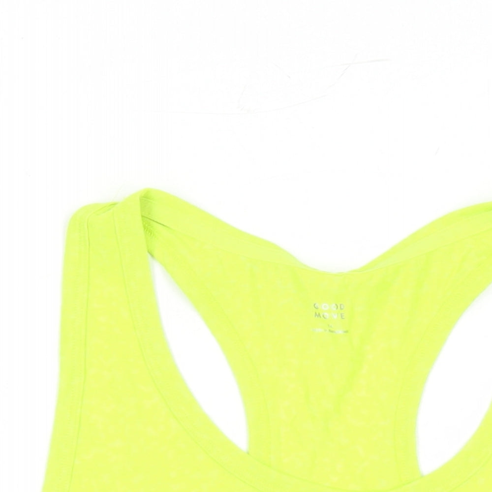 GOODMOVE Womens Green Geometric Polyester Basic Tank Size 16 Round Neck Pullover