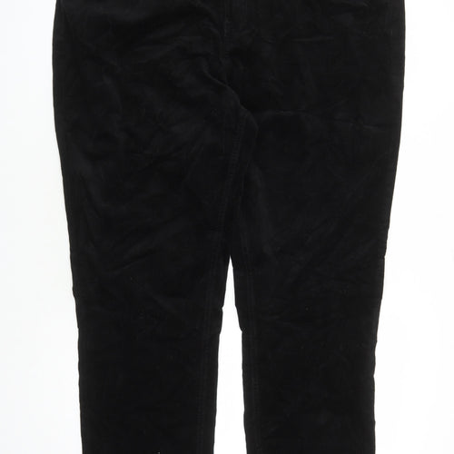 Marks and Spencer Womens Black Cotton Trousers Size 22 L29 in Regular Zip - Pockets