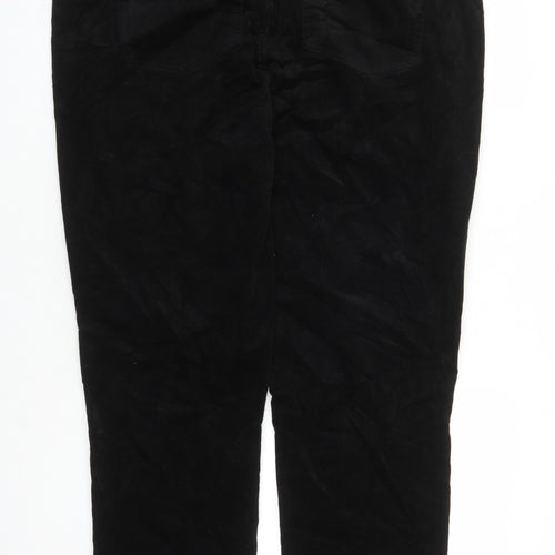 Marks and Spencer Womens Black Cotton Trousers Size 22 L29 in Regular Zip - Pockets