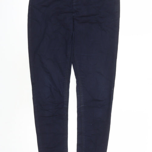 Marks and Spencer Womens Blue Cotton Skinny Jeans Size 10 L30 in Regular Zip - Pockets