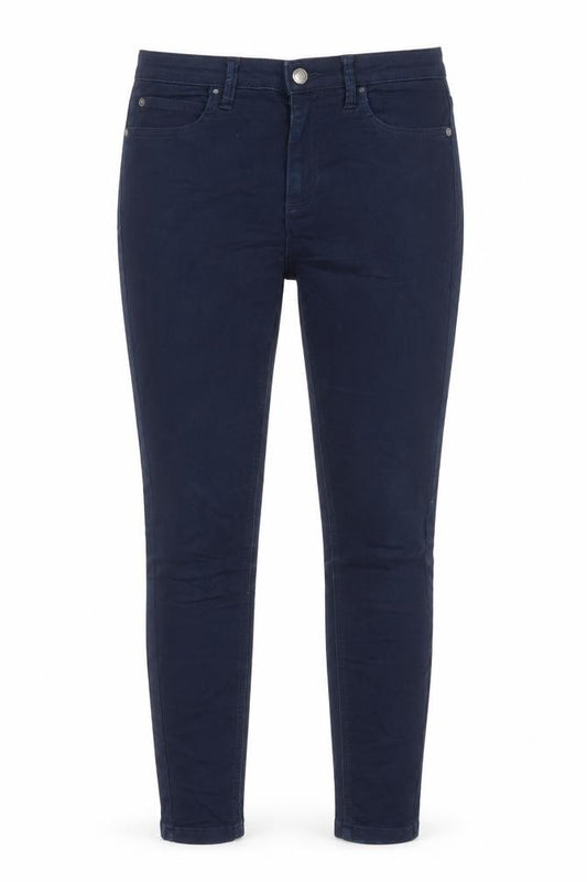 Front view of Marks & Spencer women’s blue cotton skinny jeans, size UK 10, 30-inch leg regular zip - pockets