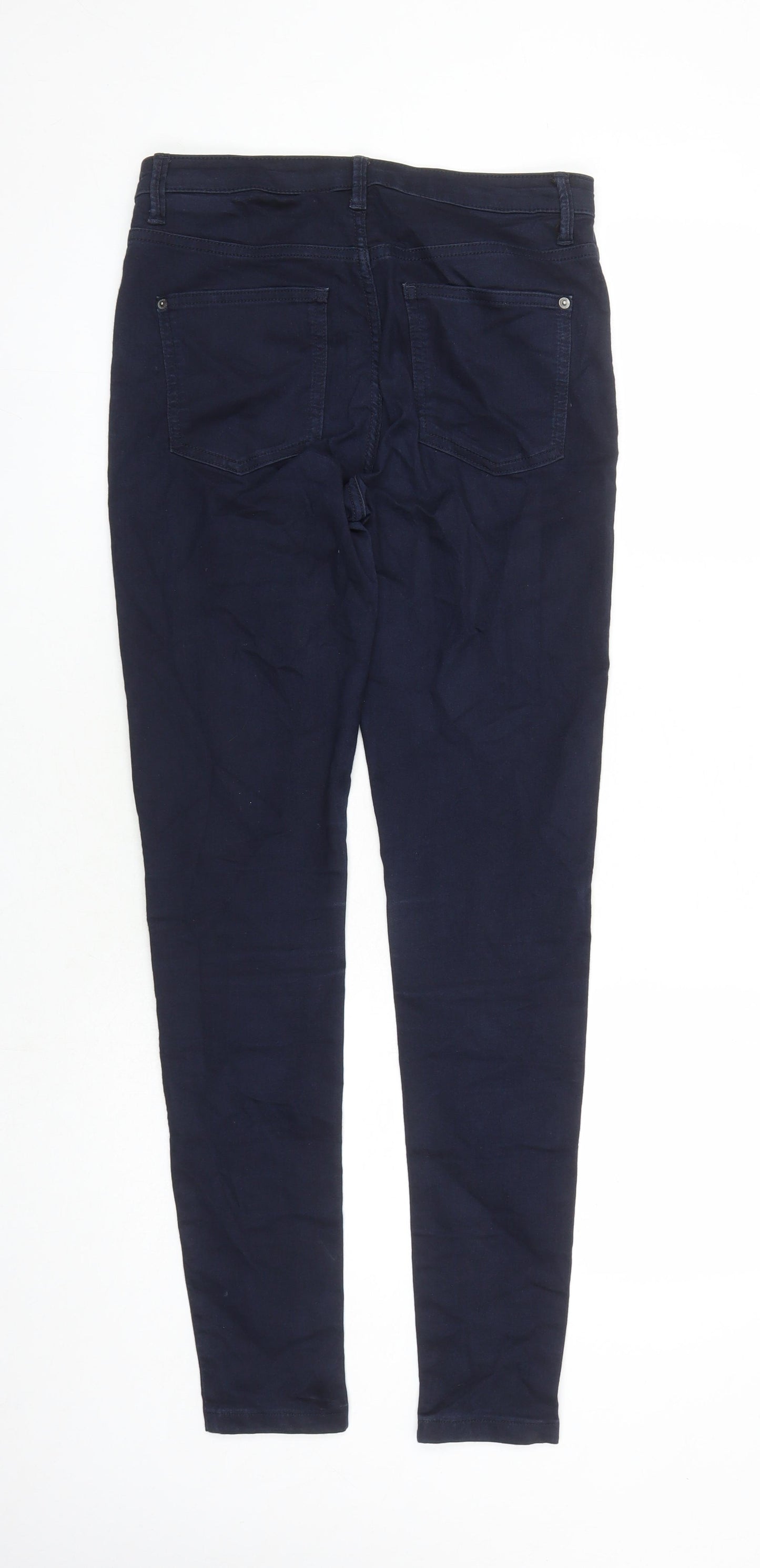 Marks and Spencer Womens Blue Cotton Skinny Jeans Size 10 L30 in Regular Zip - Pockets