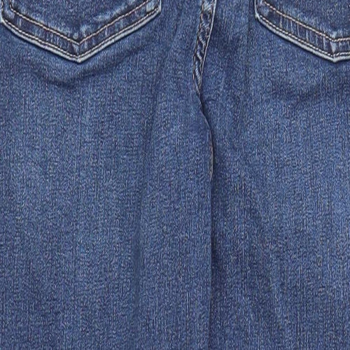 Marks and Spencer Womens Blue Cotton Straight Jeans Size 14 L28 in Slim Zip - Pockets