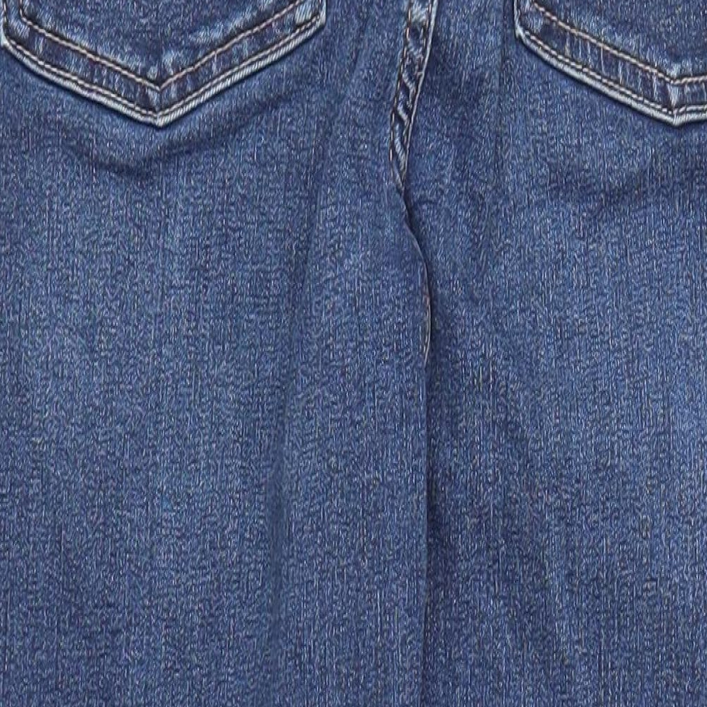 Marks and Spencer Womens Blue Cotton Straight Jeans Size 14 L28 in Slim Zip - Pockets