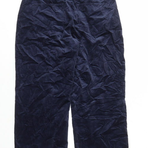 Marks and Spencer Womens Blue Camel Trousers Size 20 L28 in Regular Zip - Pockets