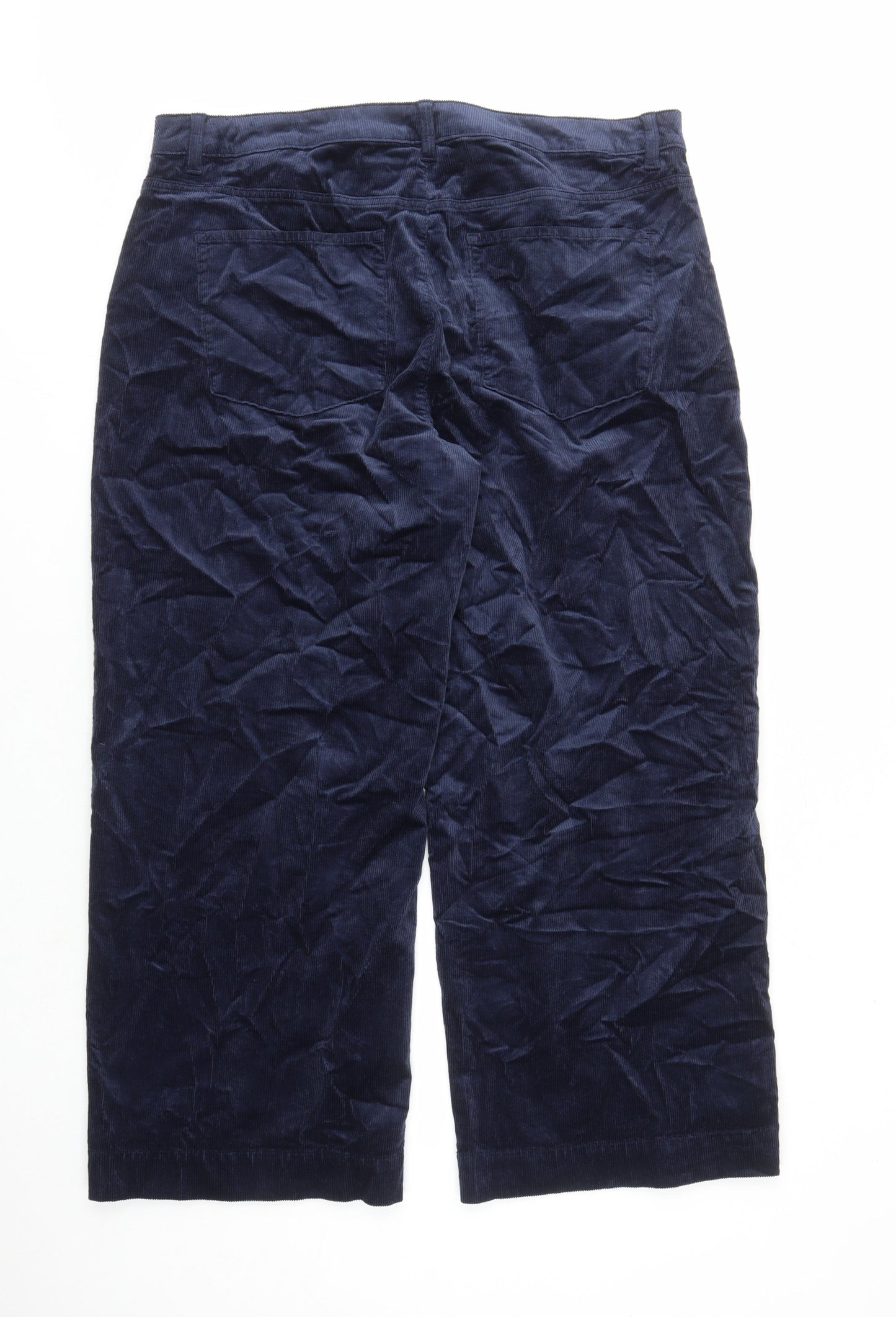 Marks and Spencer Womens Blue Camel Trousers Size 20 L28 in Regular Zip - Pockets