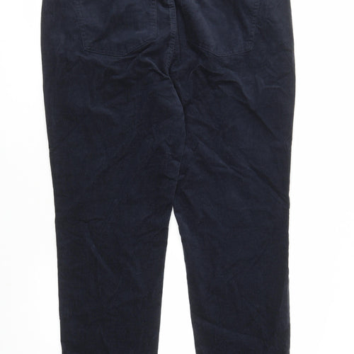 Marks and Spencer Womens Blue Cotton Trousers Size 20 L28 in Regular Zip - Pockets