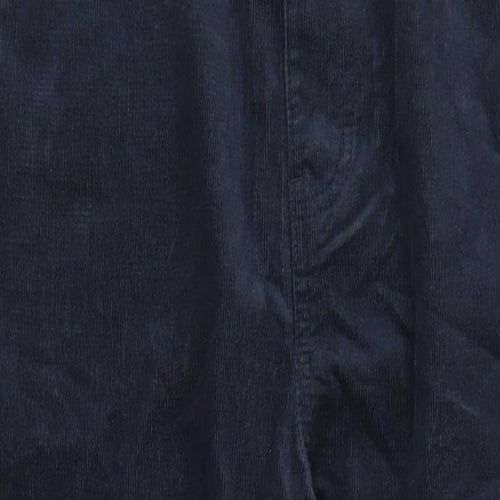 Marks and Spencer Womens Blue Cotton Trousers Size 20 L28 in Regular Zip - Pockets