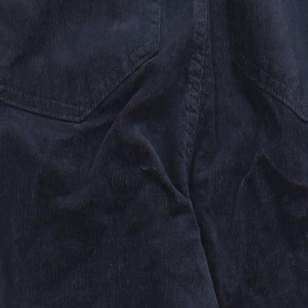 Marks and Spencer Womens Blue Cotton Trousers Size 20 L28 in Regular Zip - Pockets