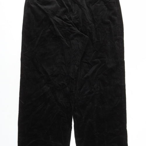 Marks and Spencer Womens Black Cotton Trousers Size 20 L29 in Regular Zip - Pockets