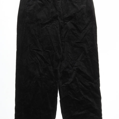 Marks and Spencer Womens Black Cotton Trousers Size 20 L29 in Regular Zip - Pockets